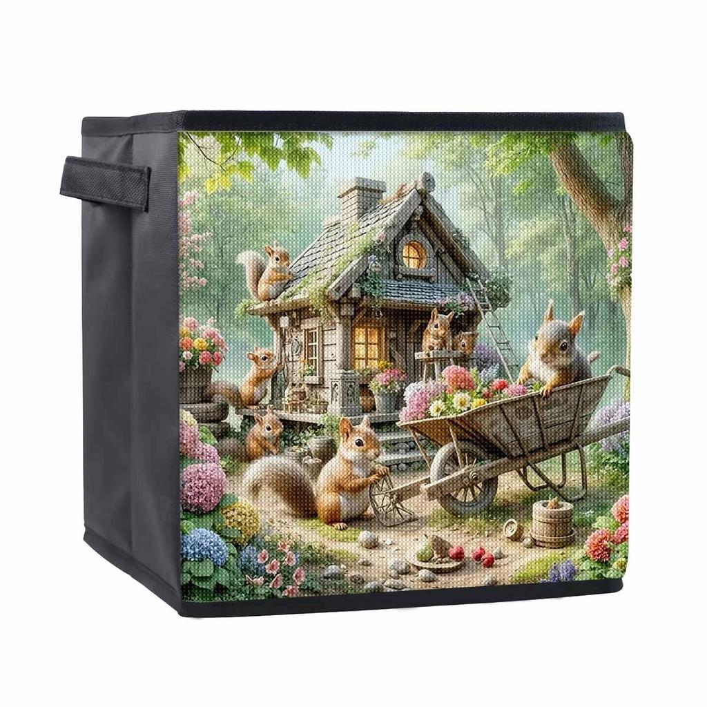 The Squirrel Moves House 5D Diamond Painting Storage Basket Full Round Drill Mosaic Diamond Embroidery Cross Stitch Kits Home Decor Home Decor