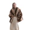 Cappotto da Donna in Eco Pelliccia di Volpe Collo Ampio Spesso Caldo Morbido Peluche Giacca Corta Larga Lusso Capo Invernale