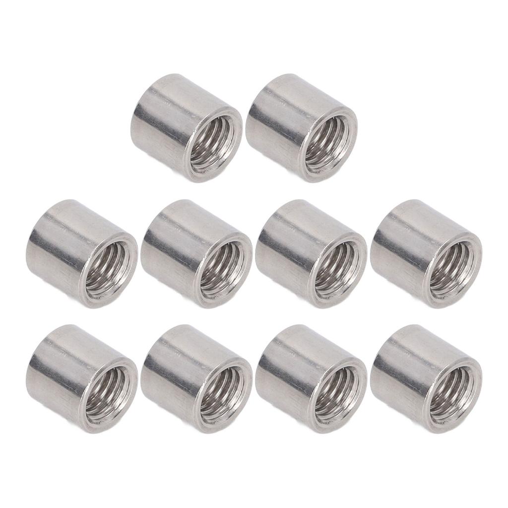 10 Pcs Round Connector Nut M10x1.5 14 L13mm Threaded Sleeve Rod 304 Stainless Steel Coupling Nuts