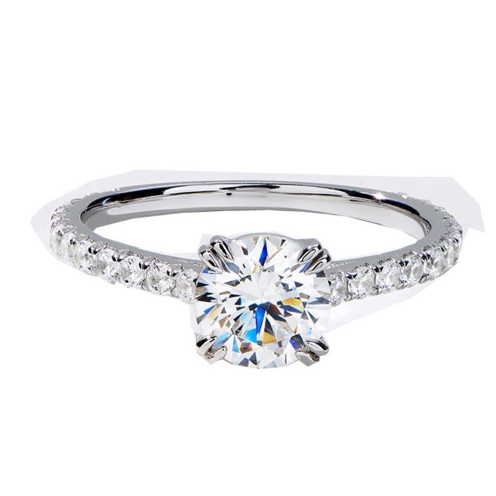 Sparkling Moissanite Rings for Women 4 Prong High Carbon Diamond Engagement Ring Dazzling Cubic Zirconia Jewelry No. 5 платиновый