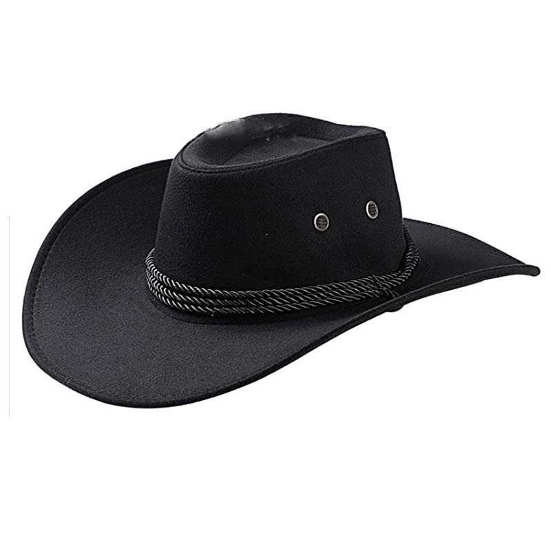 PU Fur Hat, Cowboy Hat, Western Rope Wrapped Knight Hat, Tourist Hat One Size чёрный