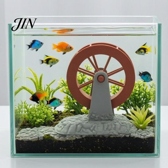 Fish Tank Ornament Waterwheel Skeleton Decoration for Tank, Spooky Skull Aquarium Underwater Decor Ornament, Landscaping Accessories