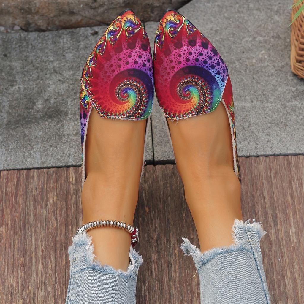 Fashion Female Shoes on Sale 2024 Vintage Print Women's Flat Shoes Casual Fashion Lazy Shoes Anti-slip Wear-resistant Ladies Work Shoe