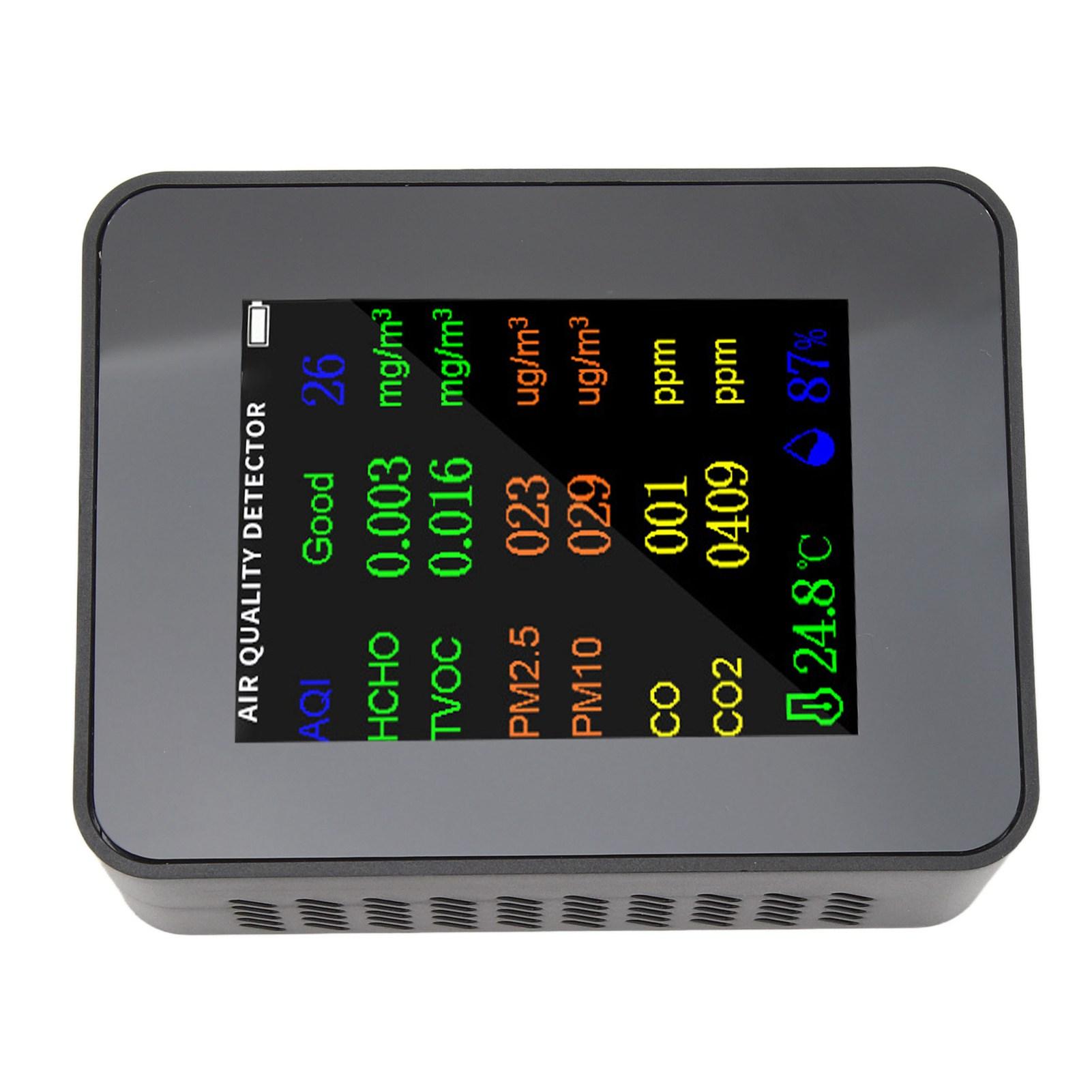 

Quality Monitor Carbon Dioxide Detector Accurate Tester for CO CO2 PM2.5 TVOC HCHO Temperature Humidity Alarm Mode