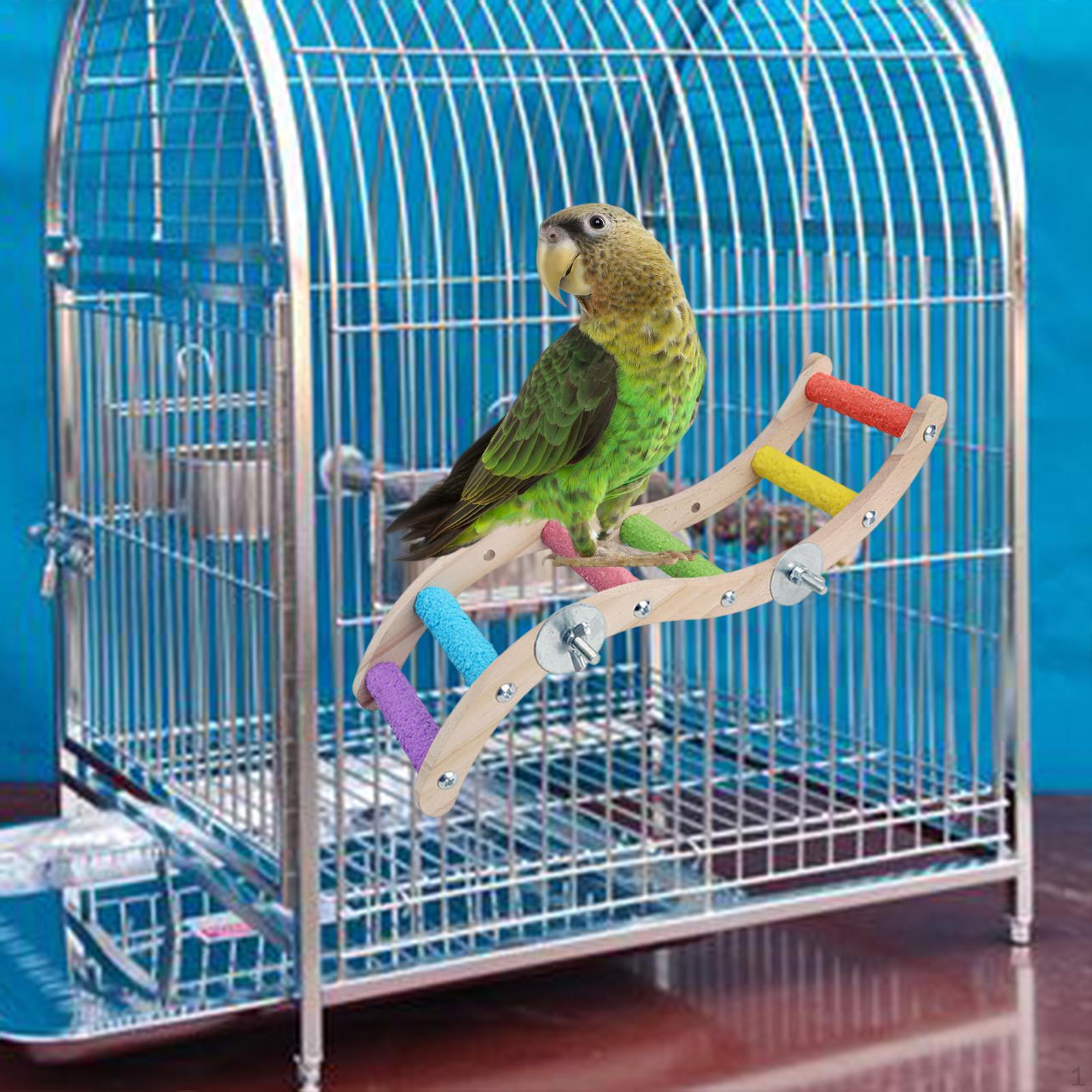 

Bird Cage Ladder Perch Chewing Toys Wooden Stand Perches for Style B