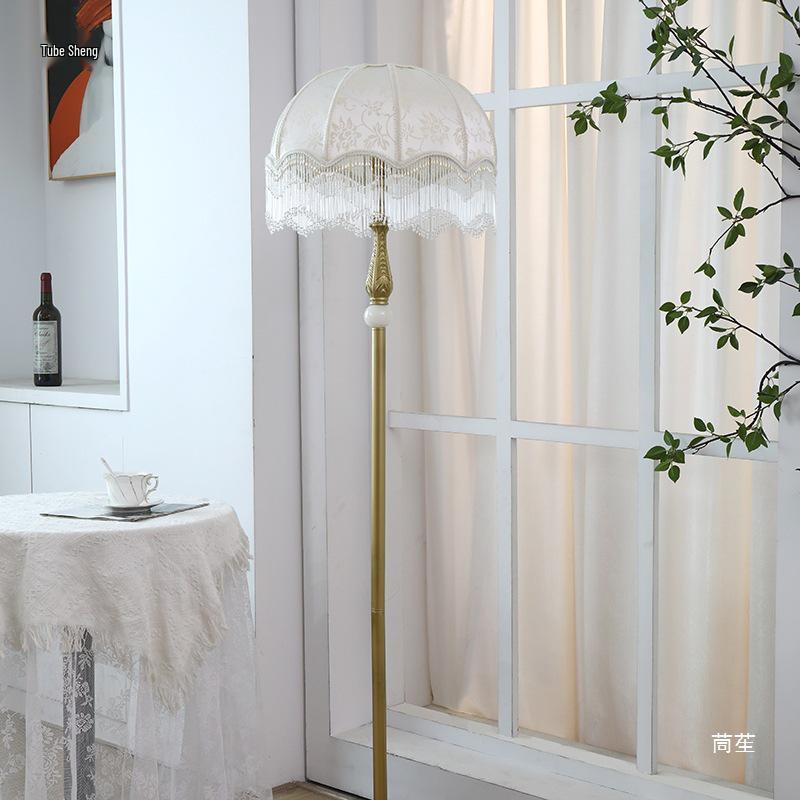 French Vintage Tassel Floor Lamp for Living Room and Study