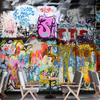 3d Graffiti Wall Mural Large Cartoon 3d Graffiti Wallpaper Suitable For Bedroom Living Room Cafe Bar Wall Mural