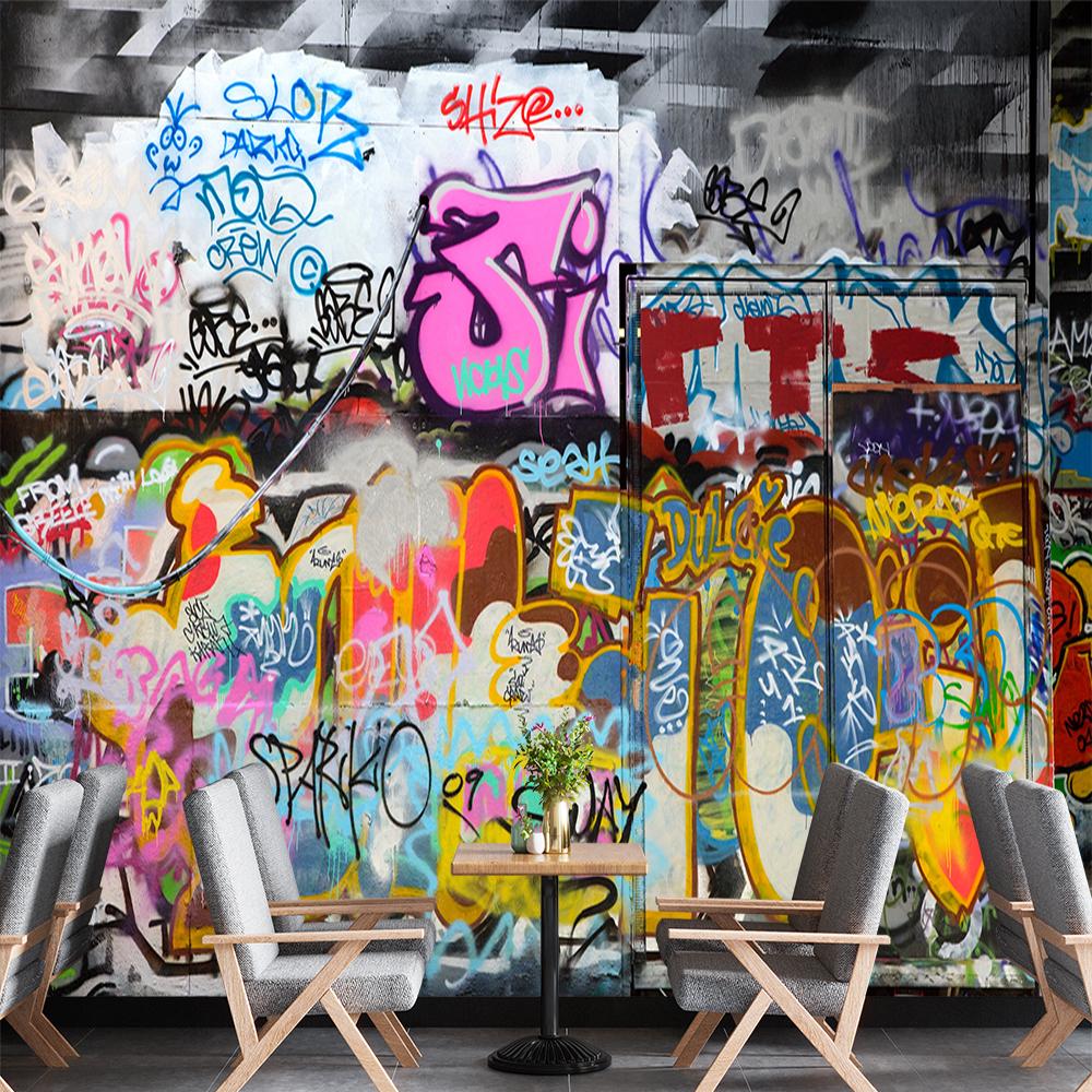 3d Graffiti Wall Mural Large Cartoon 3d Graffiti Wallpaper Suitable For Bedroom Living Room Cafe Bar Wall Mural