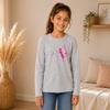 Tee-shirt manches longues fille Fée Magique et Étoiles – 100 % coton - Gris