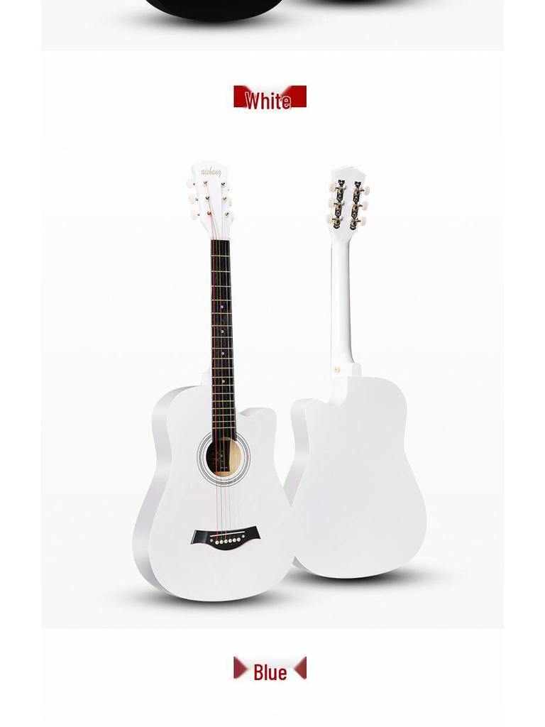 38-inch Wooden Folk Guitar for Beginner Practice