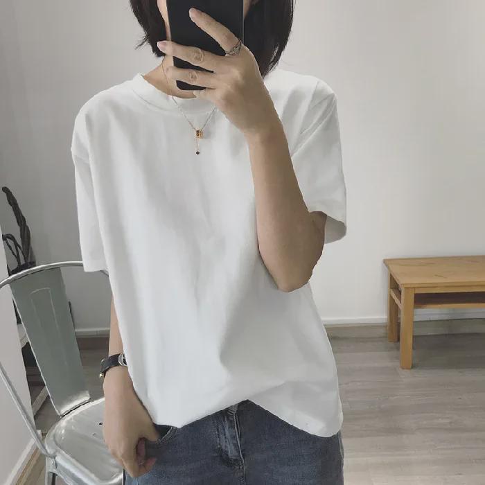 

Женская однотонная белая футболка с коротким рукавом в повседневном корейском стиле XL белый