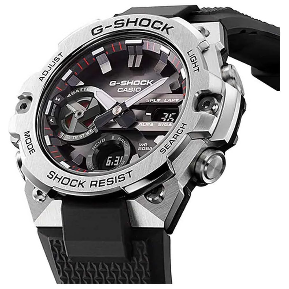 Casio G-Shock G-Steel Solar Analog-Digital Watch Black Silver GST-B400-1A Bluetooth Connectivity