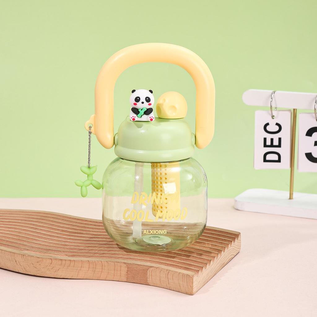 Cute Panda Portable Double Drink Cup with Straw - High Temperature Resistant