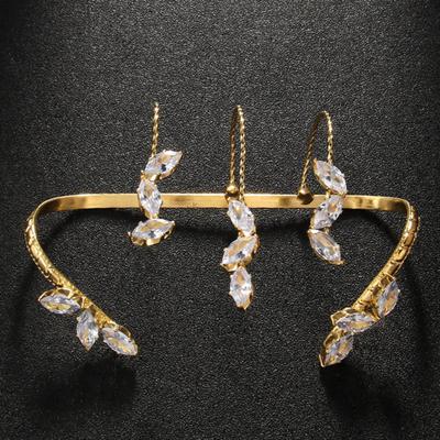 Yousheng Women Palm Bracelet Alloy Twisted Sparkling Leaf Shape Rhinestone Adjustable Fit Fit for Most Finger Sizes Hand Jewelry for Wedding