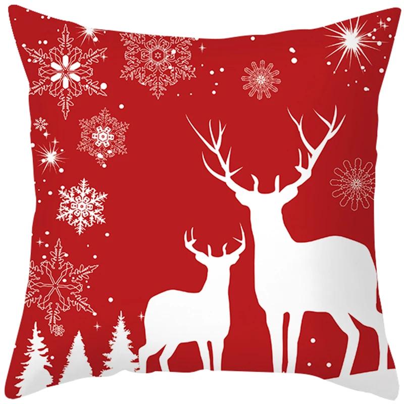 Happy New Year Christmas decorations printed pattern cushion cover home living room sofa decorative pillowcase