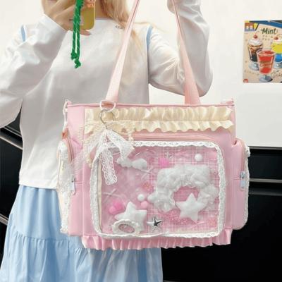 Lankelio Lolita Skaidri Crossbody Rankinė Didelės Talpos Parduotuvių Krepšys Mielas Anime Pečių Krepšys Japoniška