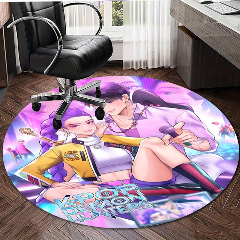 1pc KPop Demon Hunters20 Design Printed Area Round Carpet for Bedroom Living Room Home Decor Rugs Mat Non Slip Mat Rug for Bedside