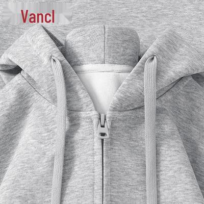 Moletom com Capuz e Zíper de Algodão Pesado Solto Masculino VANCL