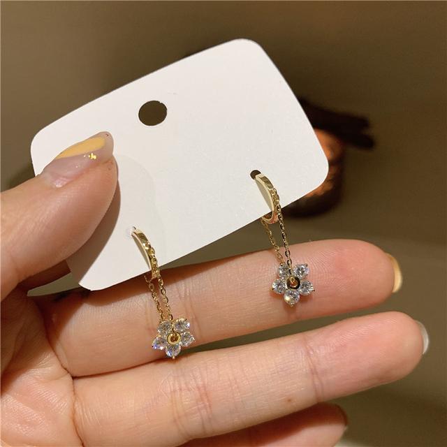 

Корейский дизайн модные ювелирные изделия 14К настоящее золотое покрытие AAA циркон цветы серьги милый студенческий подарок женские повседневные аксессуары белый