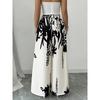 2026 Spring/Summer Women's Fashion Black and White Printed Slimming Casual Wide-Leg Pants