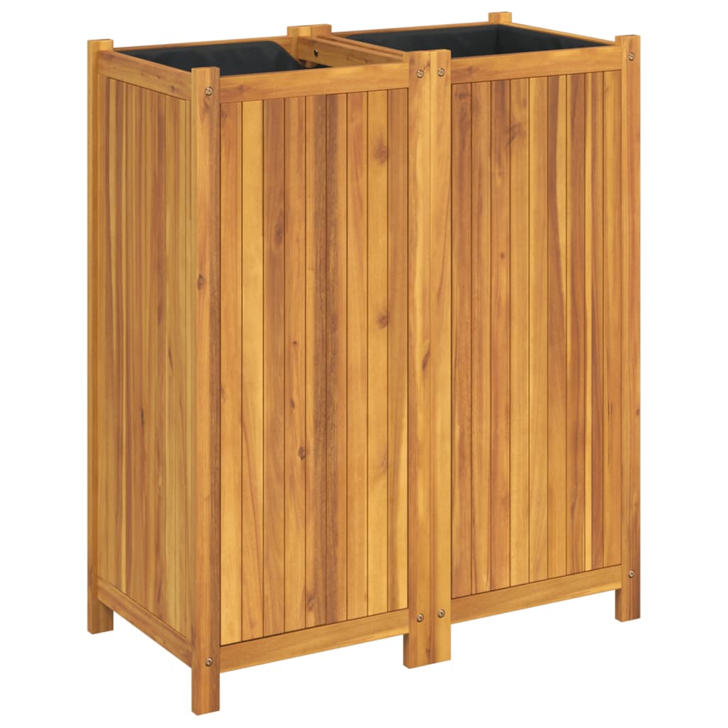Plant Box with Liner 84 x 42 x 100 cm Solid Acacia Wood