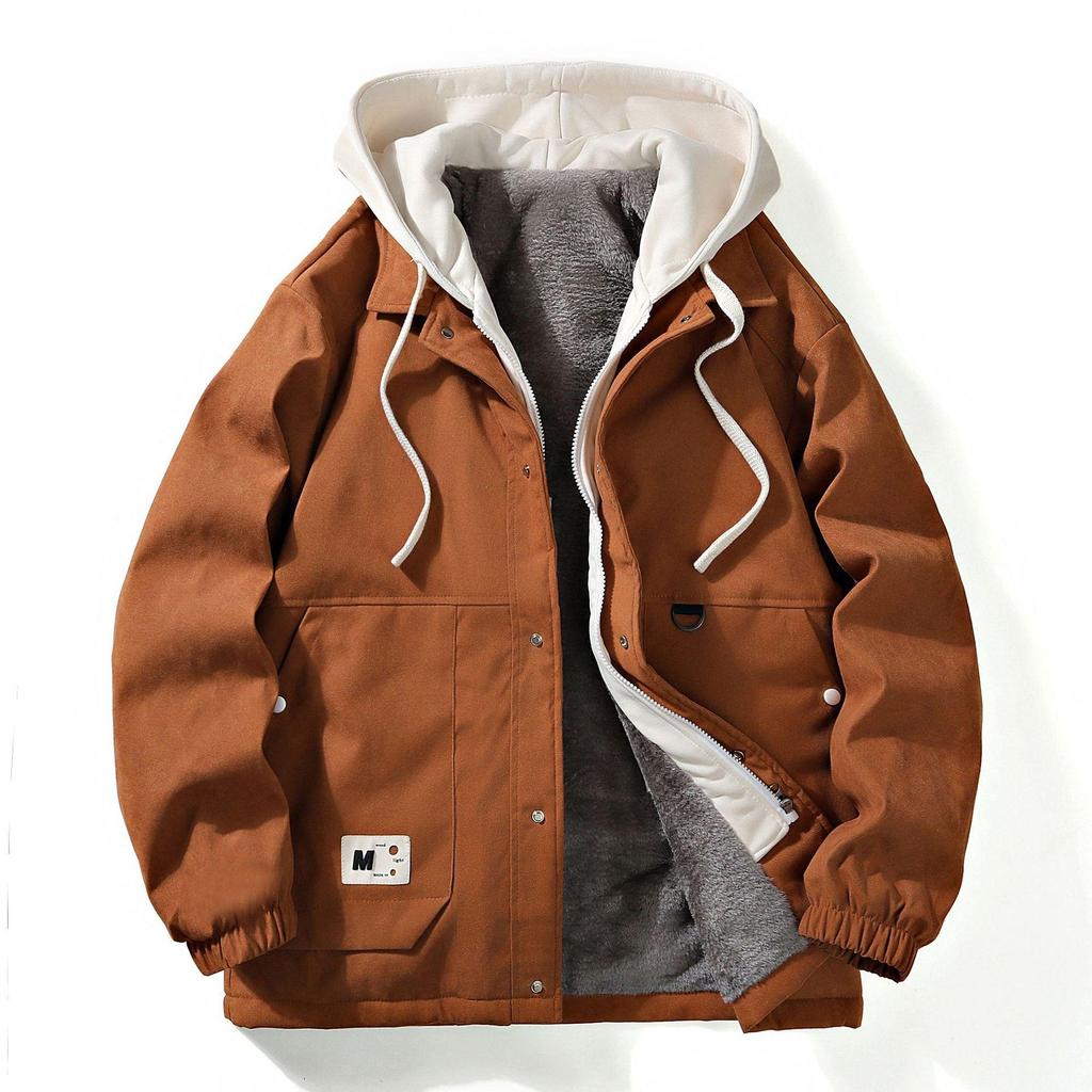 Spring and Autumn New Jacket Hooded Fake Two-piece Trendy Loose Casual Jacket Workwear Couple Fashion Jacket Men