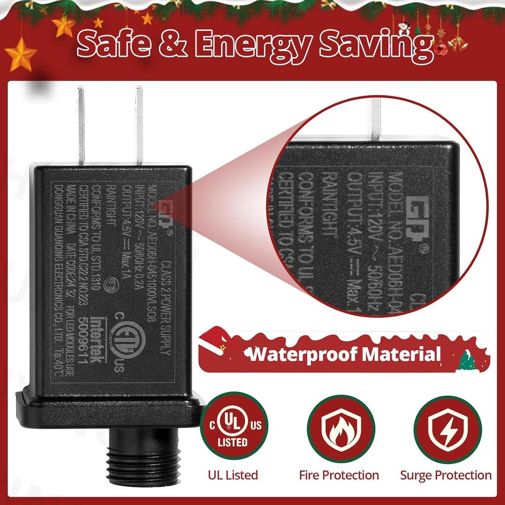 4.5V 1A Class 2 Power Supply LED Transformer, LED Controller IP44 Low Voltage Transformer US Plug for Christmas Light, Halloween String Light
