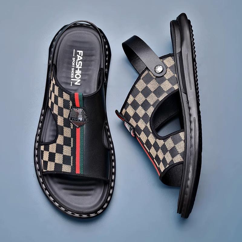 Sandalen für Herren Sommer Neu Lässig Weichsohlige Strandschuhe Doppelzweck Leder Atmungsaktiv Rutschfest Outdoor Herrenschuhe Trendig