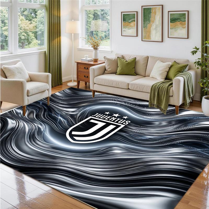 Juventus FC Design Crystal Velvet Rug Soft Decorative Mat for Bedroom Entrance
