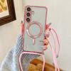 Crossbody Necklace Lanyard Plating Magnetic For Magsafe Clear Case For Samsung S26 S25 Ultra S24 S23 S22 S21 Plus Soft Cover
