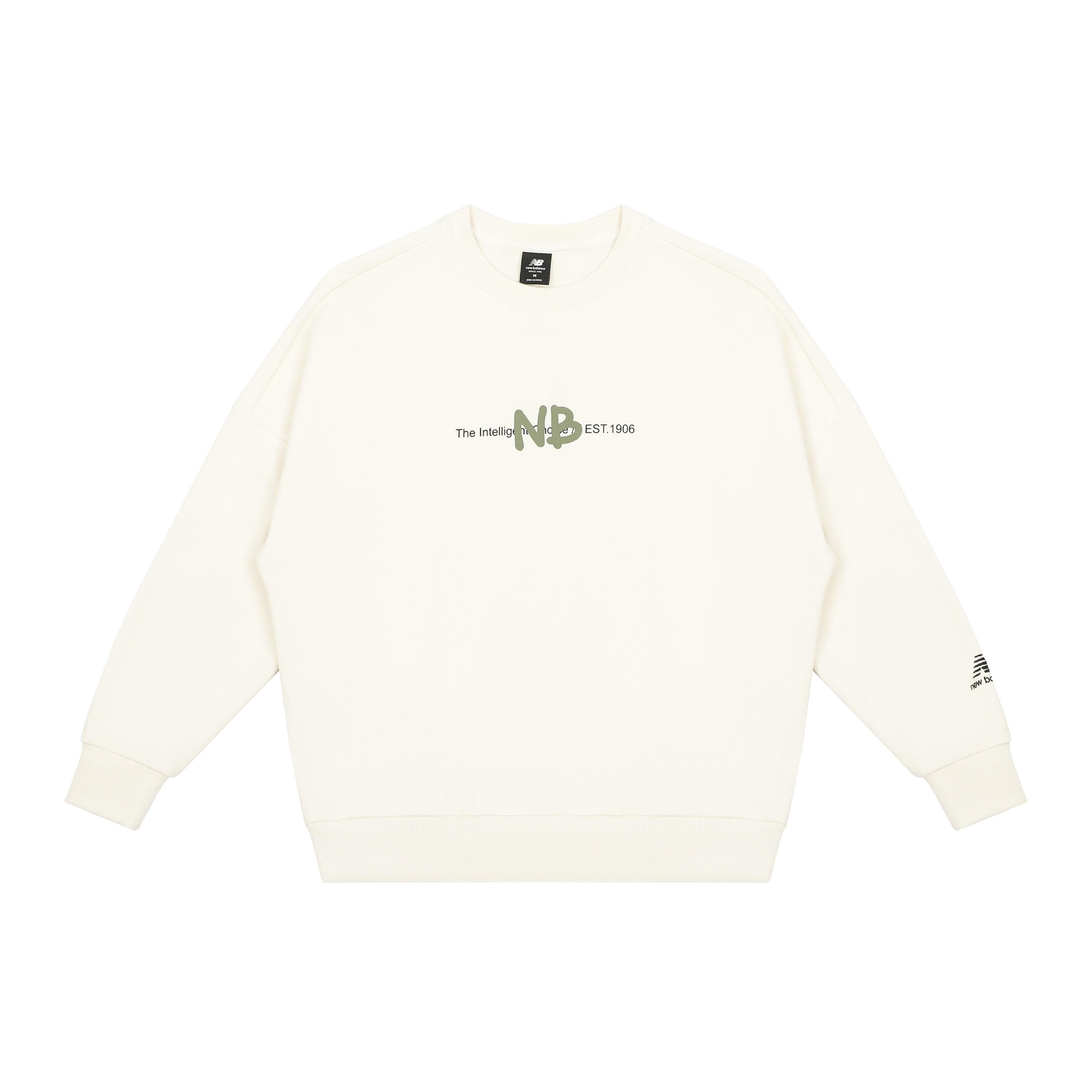 New Balance Logo Print Sweatshirt Asia Sizing White Green Men s AMT13365-IV XXL