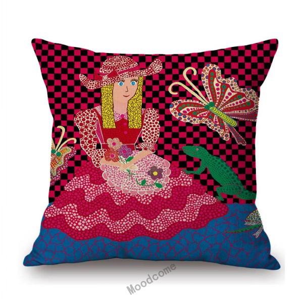 Modern Polka Dots Art Flower Vase Butterfly Pumpkin Yayoi Kasuma Japanese Style Cotton Linen Sofa Pillow Case Car Cushion Cover