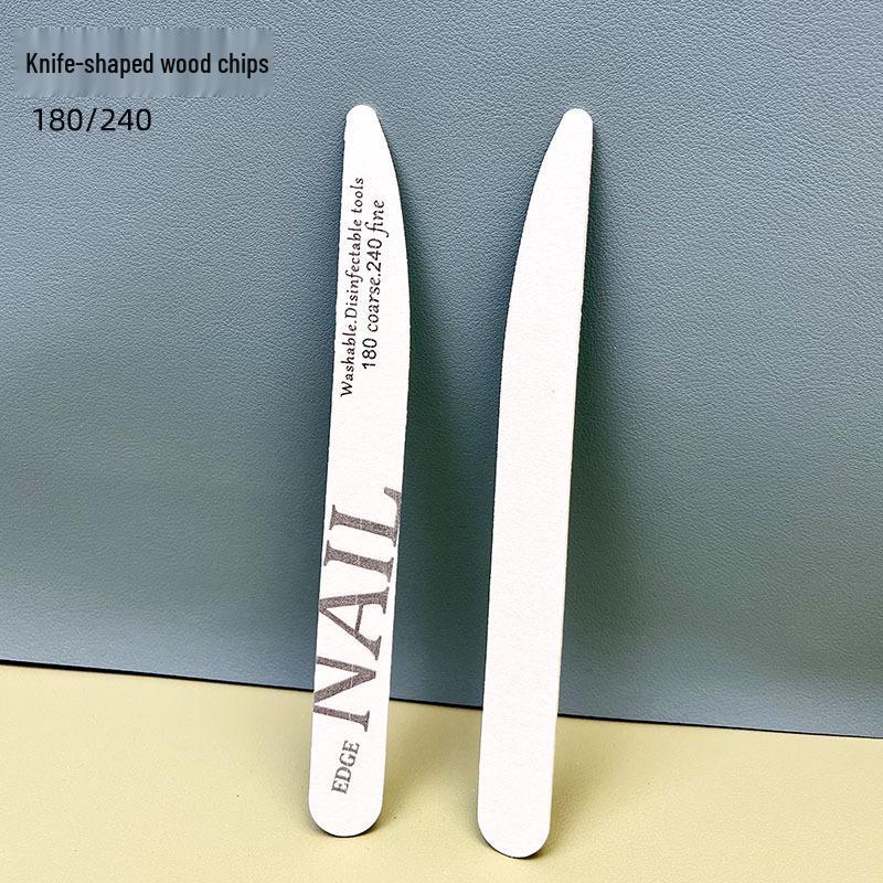 

Маникюрный набор, который можно мыть: Шлифовальные полоски для ногтей, полировальные полоски и пилочка-губка Knife-shaped thin wooden file white (180/240)