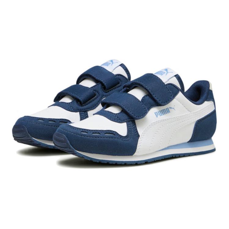 Puma Cabana Racer Comfortable Lightweight Low-Top Casual Shoes Kids sneaker White Light-Blue 383730-12
