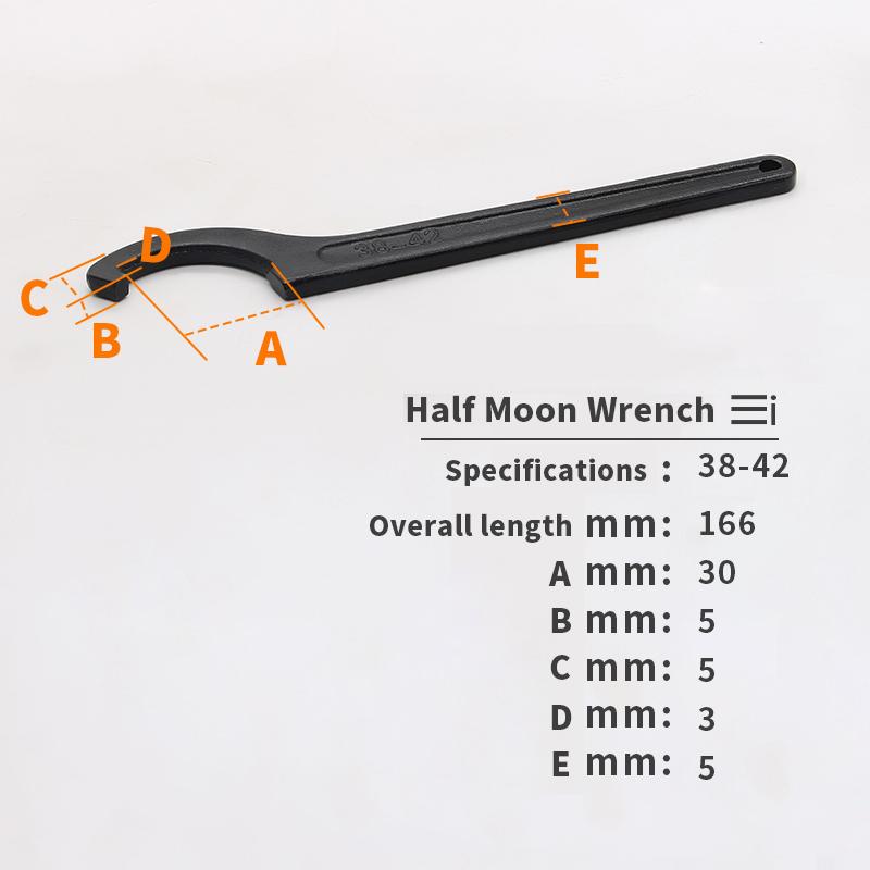

1pcs Round Nut Hook Spanner Mill Holder Half Moon Wrench 22-26 34-36 38-42 45-52 55-62 85-105 90-95 165-170