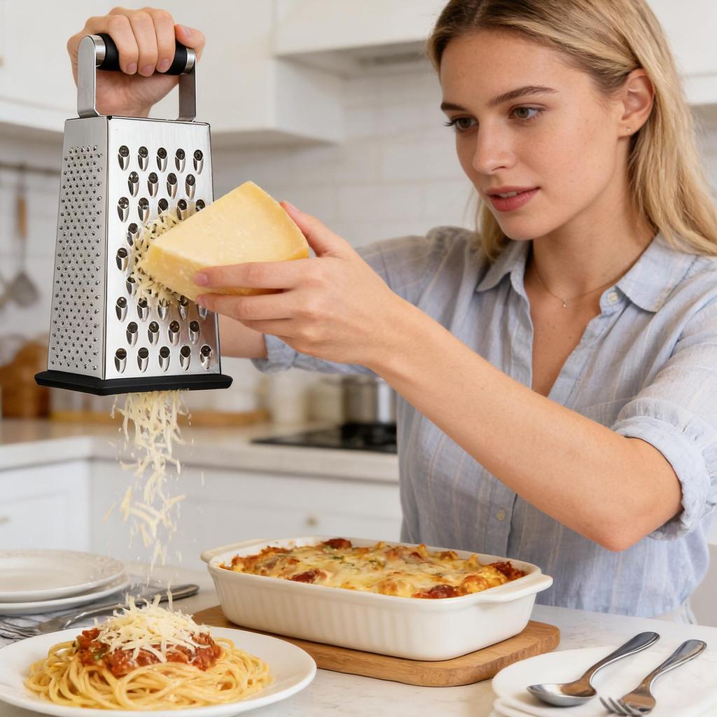 Cheese Grater Four-Sided Non-Slip Handle Kitchen Gadgets Cheese Shredder Food Grater for Fine Medium Coarse Slicing Vegetable