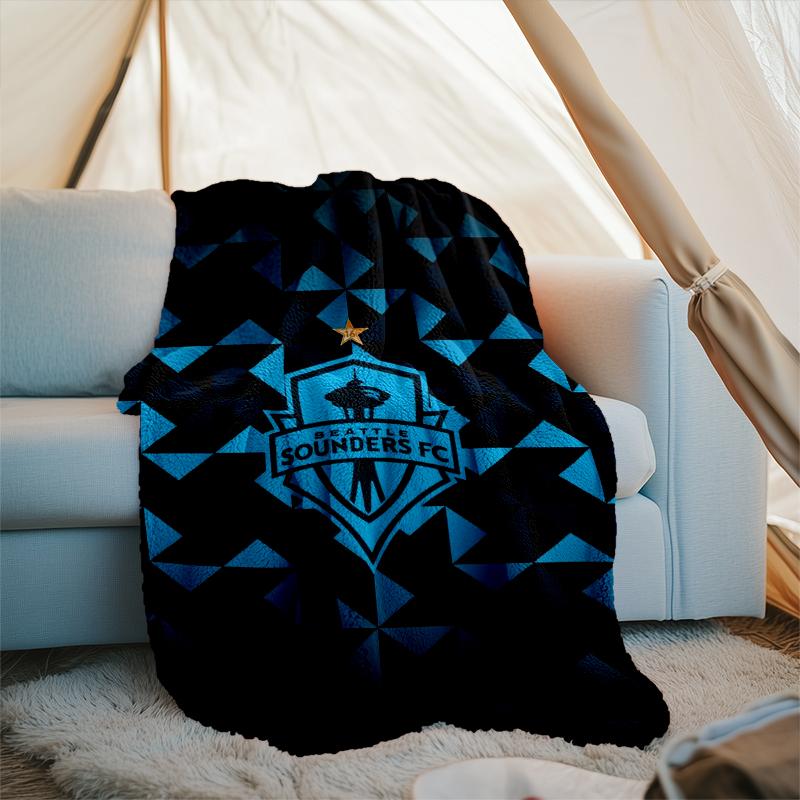 1PC Seattle Sounders FC Printed Soft Flannel Blanket Throw for Adult Bedroom Living Room Sofa Camping Travel Fan Gifts Christmas Gifts