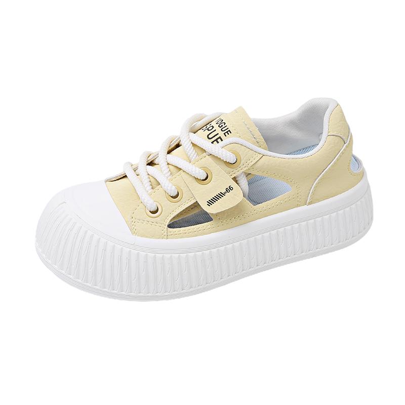 

Summer Women s Shoes Ightweight Cushion Comfort Breathable Soft Comfortable Board Shoes Flat Thick Bottom Outdoor Casual Shoes 36 світло-жовтого кольору