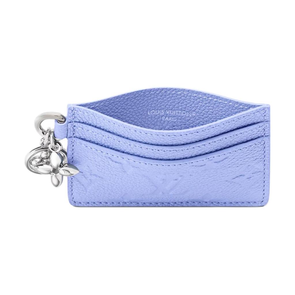 Louis Vuitton LV Charms Card Holder Blue Frost Monogram Embossed Empreinte Cowhide Leather Women Wallets M26523