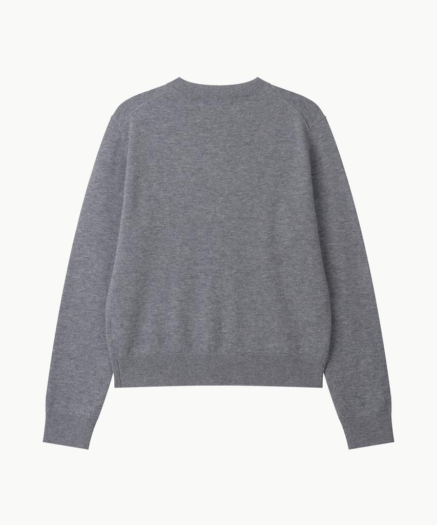 Leondi Fine Merino Wool Round Cardigan - Gray