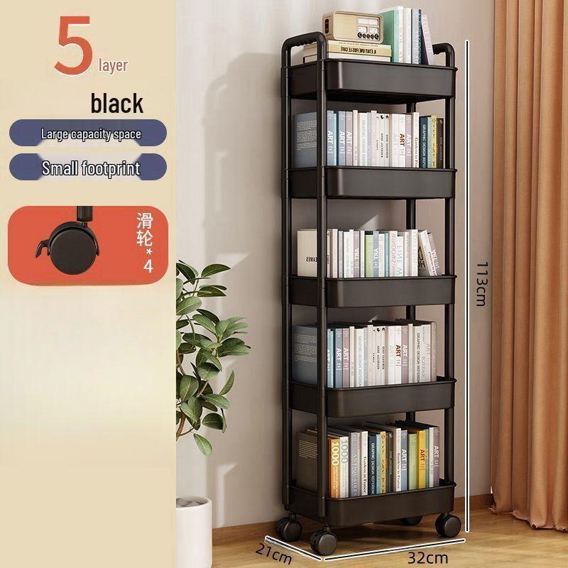 Large Capacity Multi-Layer Snack and Storage Trolley - Movable, Cream Style, Ideal for Dormitory or Bedside Use