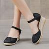 Elegant Women'S Sandals Weave Beach Women Round Fashion Wedges Comfortable Sandals Toe Breathable Shoes Summer Chanclas De Mujer