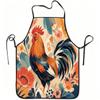1pc Colorful Rooster And Floral Art Print Apron, Durable And Easy To Clean, Adjustable Waistband, Polyester Material, for Kitchen Cooking, Gardening,