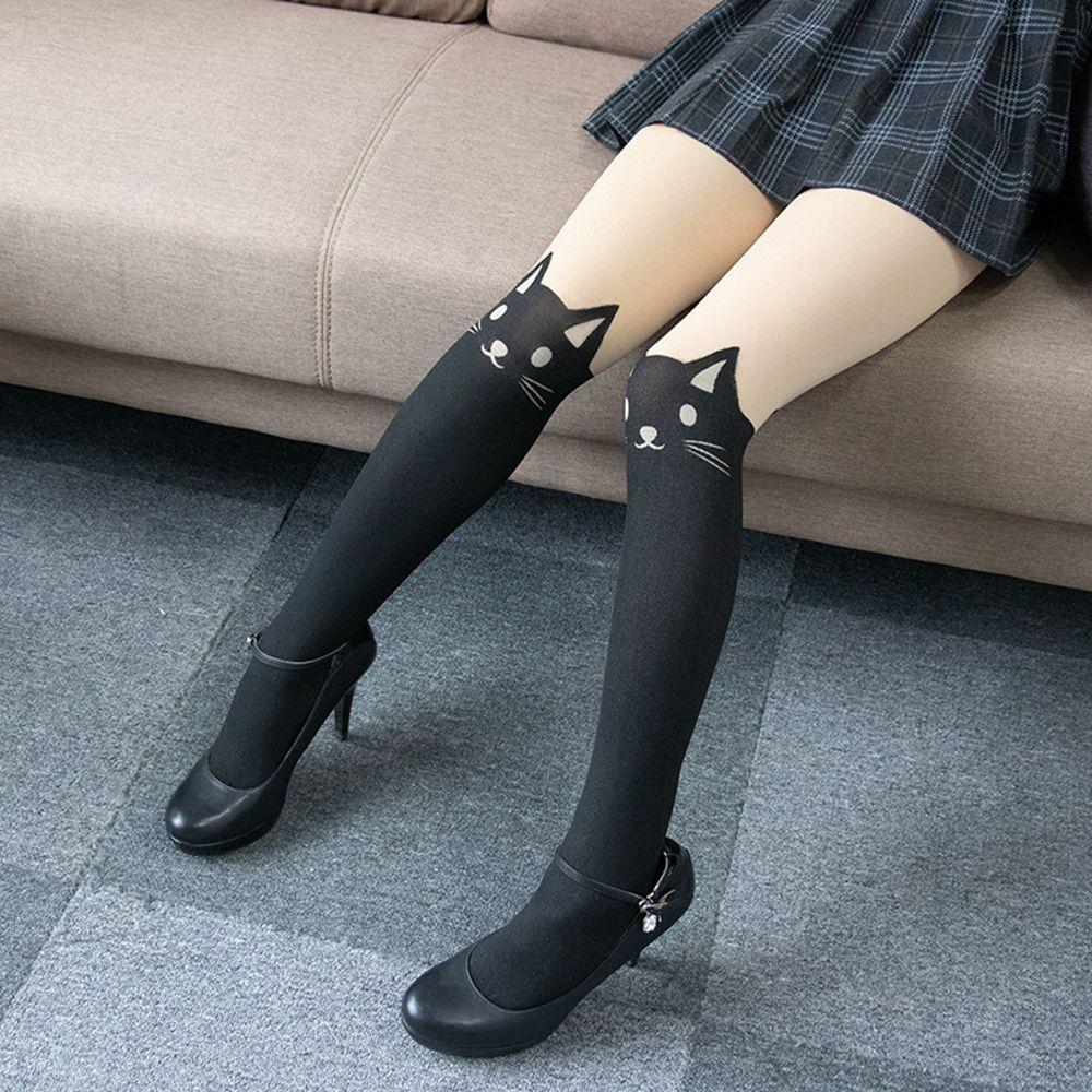 

Elegant Transparent Patchwork Glass Lolita Kawaii Pantyhose Cat Women Tights Korean Long Stockings