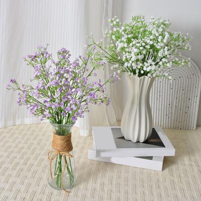 6Pcs 42CM Artificial Babysbreath 3 Fork Realistic Fake Flower Home Wedding Party Table Centerpiece Indoor Outdoor Faux Bloom Decoration
