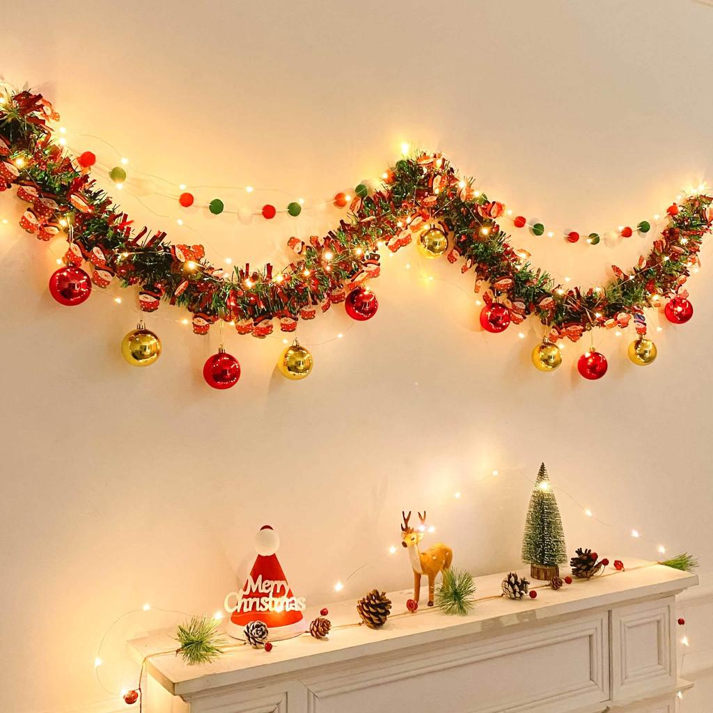 Christmas Tinsel Garland for Tree Ornaments and Wall Decor