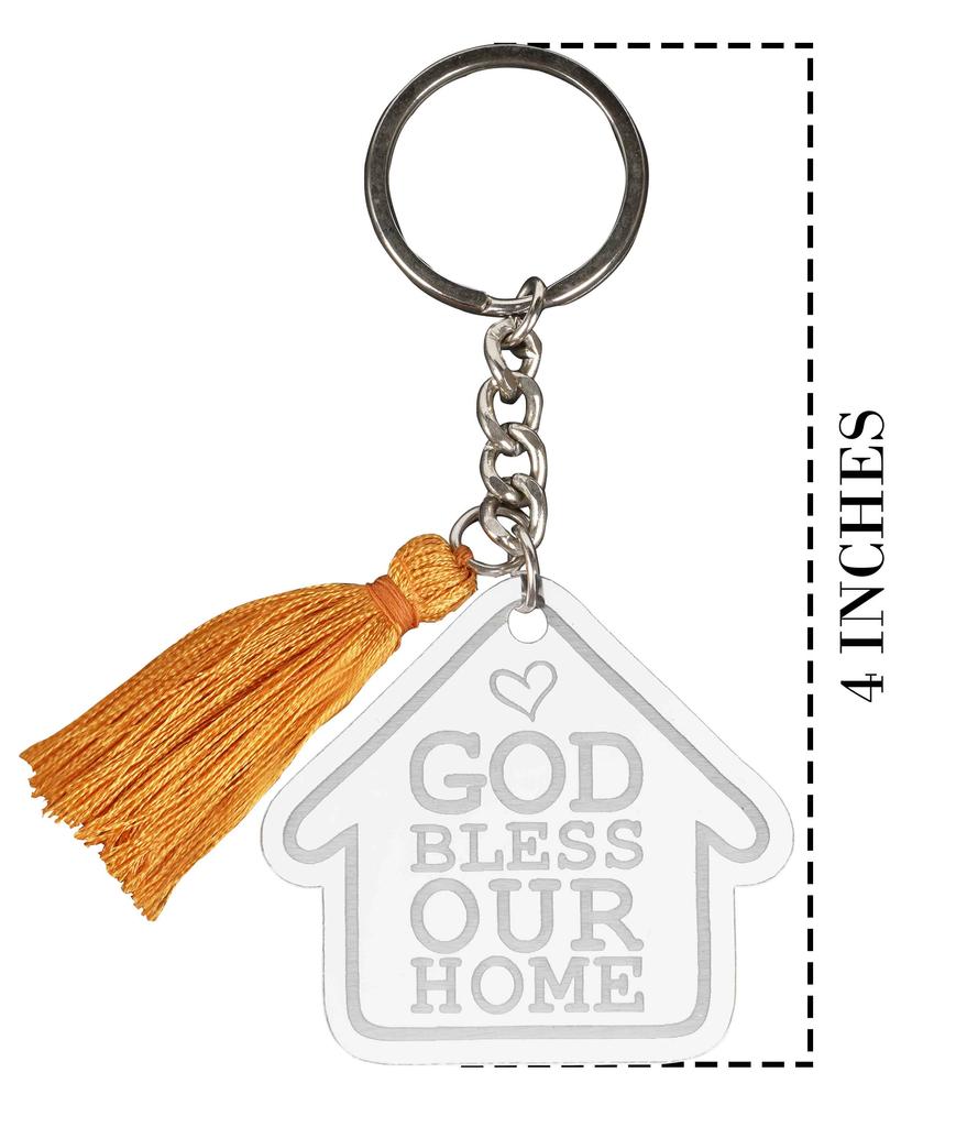 Inkdotpot Housewarming Keychain God Bless Our Home Acrylic Engraved Keychain Home Owner