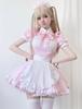 Shangki Manufacturing Gothic Lolita Dienstmädchen Moe Cosplay Short mit ordentlicher und hübscher Kellnerin Rosa Dienstmädchen Übergröße Outfit, Kostüm, Ärmel, Rüschen,