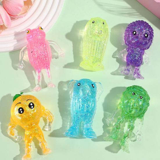 Cartoon Shape Squeeze Toy Soft Elastic Decompression Toy with TPR Soft Gel Sequin Filling Toy Cute Stress Relief Toy for Kids And