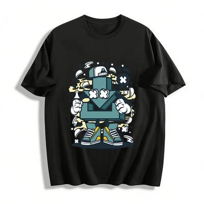Street Cool Arrow Anthropomorphic Print Casual T-Shirt Pure Cotton T-shirt